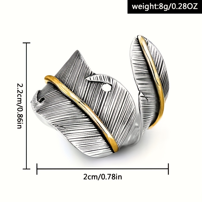 Vintage Feather Shape Ring Boho Ladies Split Ring Party Keepsake